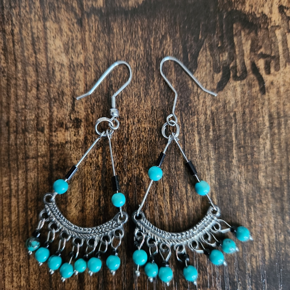 Silver and Turquoise Dangle Earrings